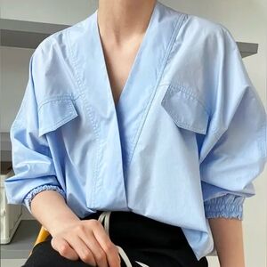 NWT Oversized Crossover Batwing Blouse